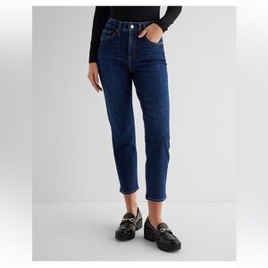 Express High Waisted Dark Wash Straight Ankle Jeans NEW womens